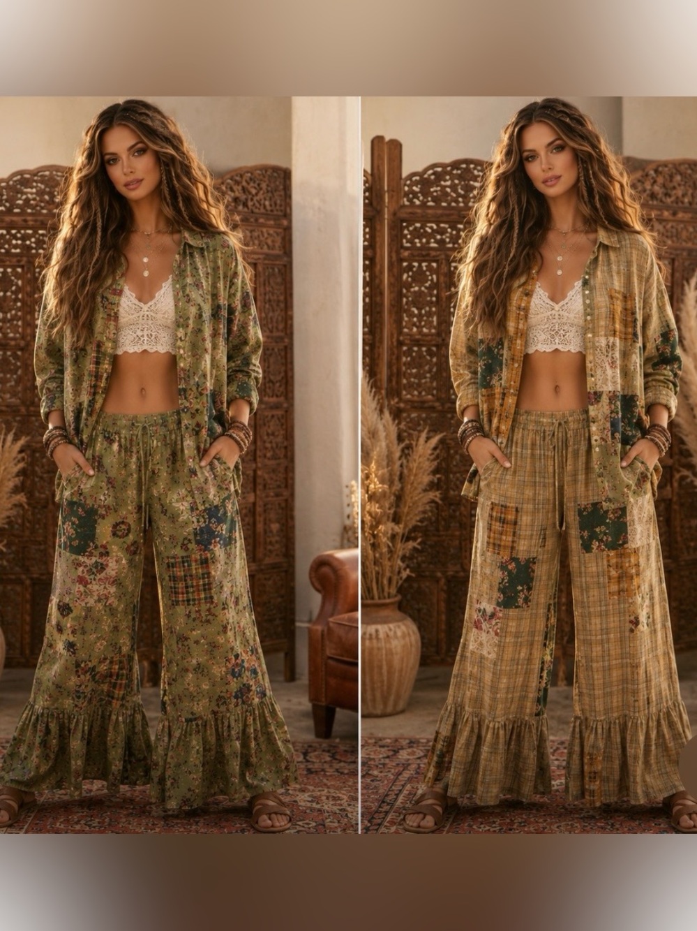 A RARE BIRD reversible strawberry fields pants Waist 16-20" WORN TWO WAYS
